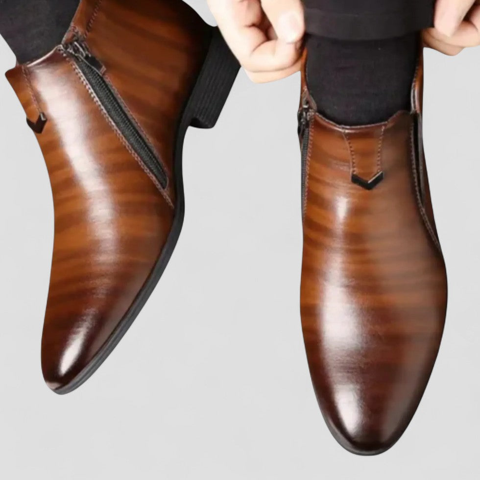 Orthopedic Leather Ankle Boots for Men with Side Zip 3