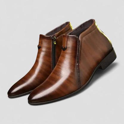 Orthopedic Leather Ankle Boots for Men with Side Zip 4