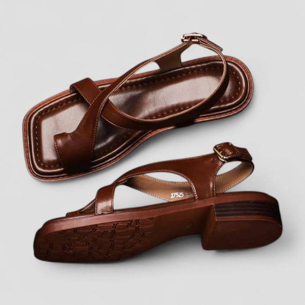 Orthopedic Leather Cross Strap Sandals for Women 1