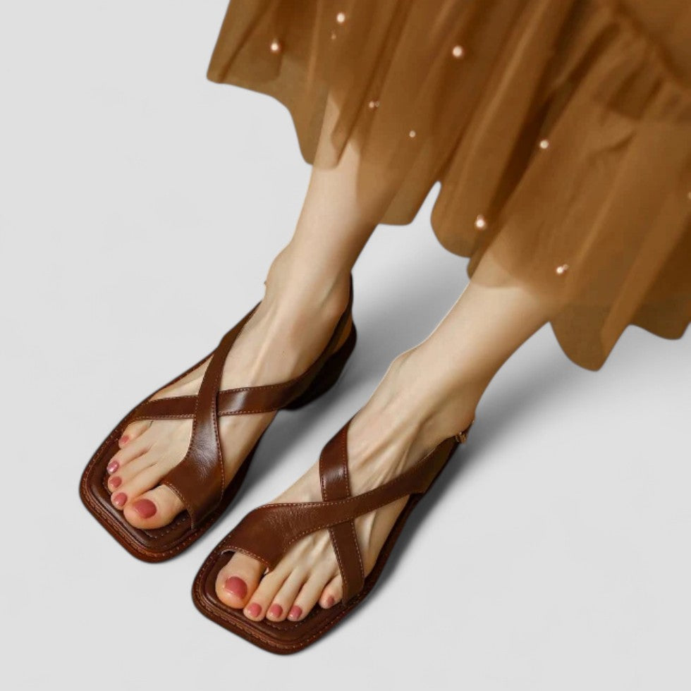 Orthopedic Leather Cross Strap Sandals for Women 2