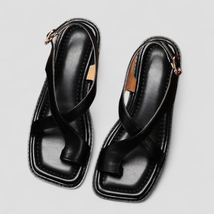 Orthopedic Leather Cross Strap Sandals for Women 3