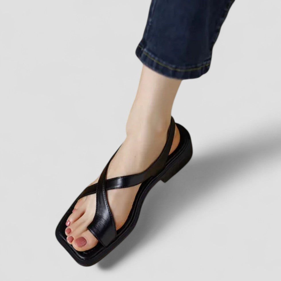 Orthopedic Leather Cross Strap Sandals for Women 5