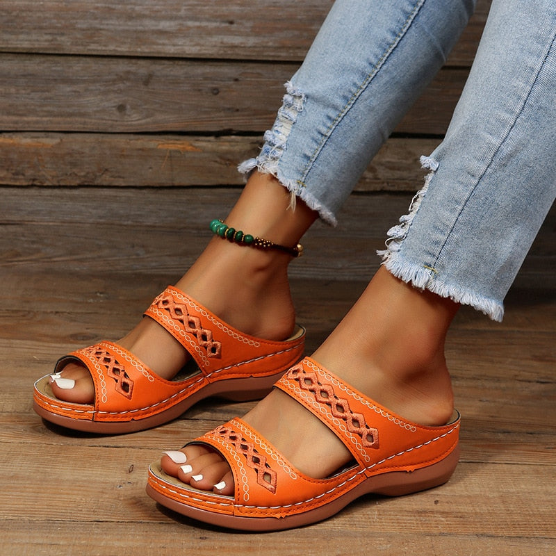 Orthopedic Sandals For Women | Three Arch Support | Orange
