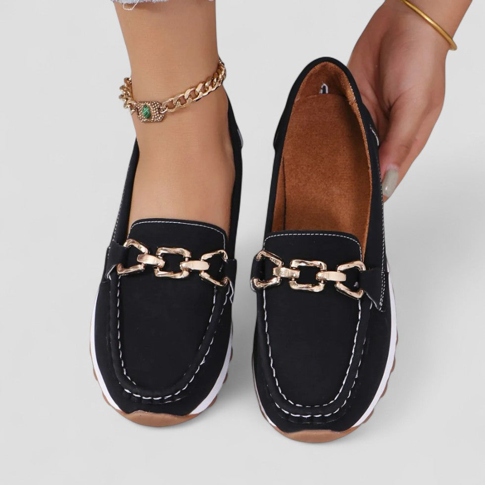 Orthopedic Suede Chain Detail Loafers for Women 0