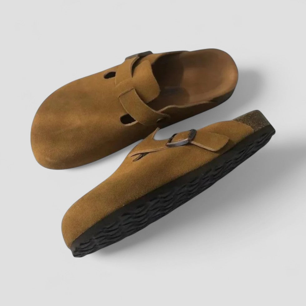 Orthopedic Suede Clogs with Buckle Strap Lining 3