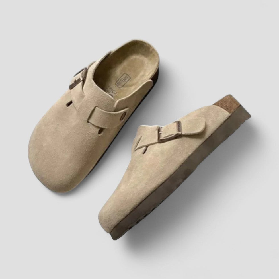 Orthopedic Suede Clogs with Buckle Strap Lining 4