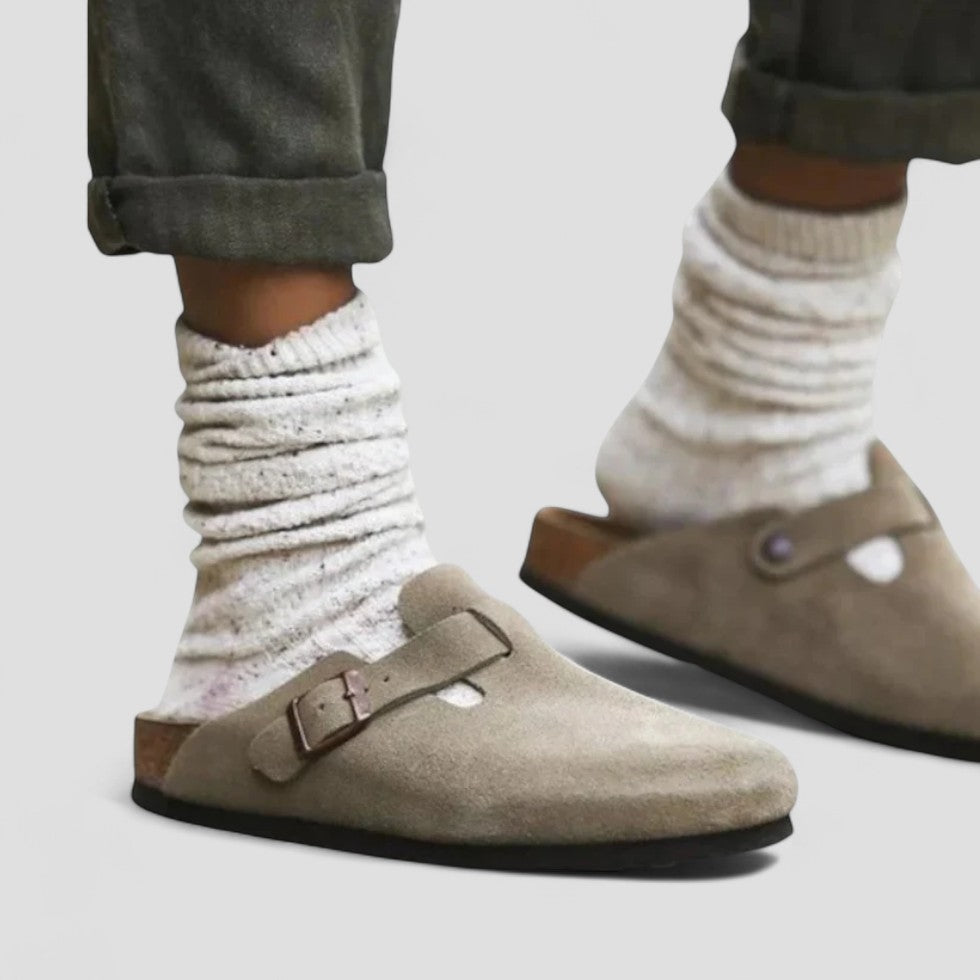 Orthopedic Suede Clogs with Buckle Strap Lining 5