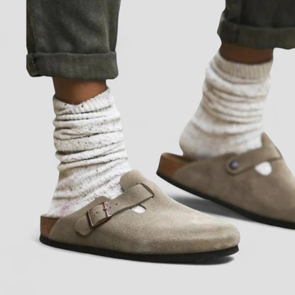 Orthopedic Suede Clogs with Buckle Strap Lining 5