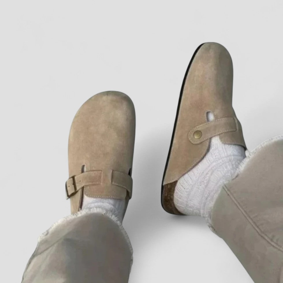 Orthopedic Suede Clogs with Buckle Strap Lining 6