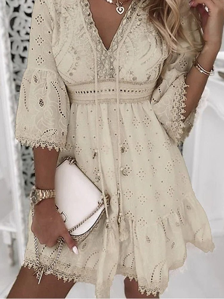 Comfortable Casual Sundress for Women Short Sleeve Midi - Luxivelle