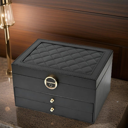 Stylish Jewellery Box with Multiple Layers in Faux Leather
