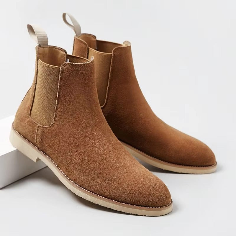 Brown Suede Leather Mens Chelsea Boots