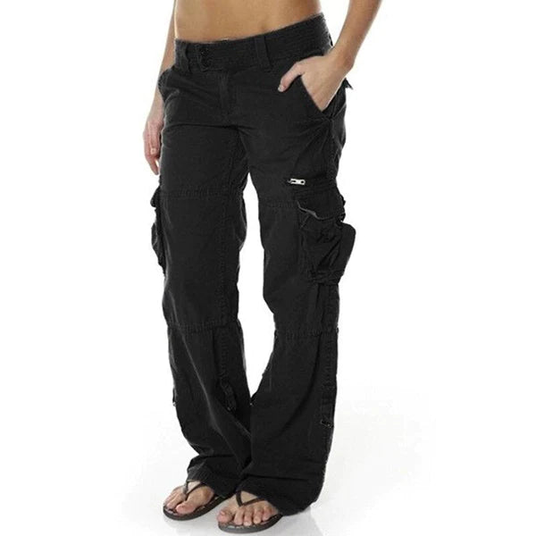 Women's Practical Straight Leg Work Pants with Pockets - Luxivelle
