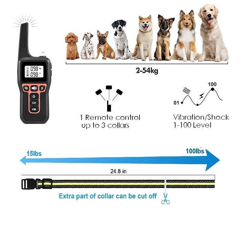 Waterproof Remote Dog Training Collar with Shock Vibe Alert