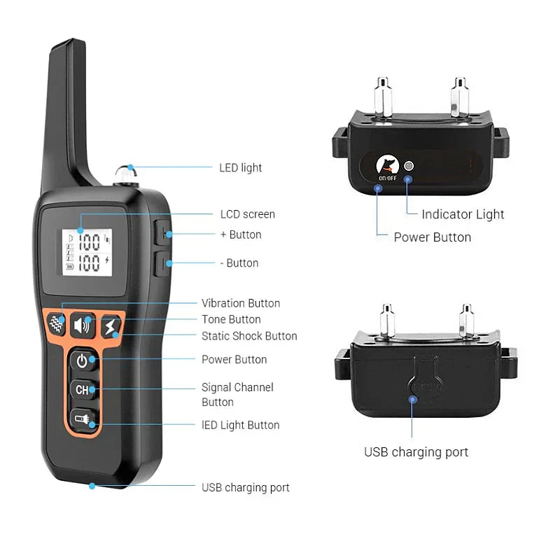 Waterproof Remote Dog Training Collar with Shock Vibe Alert