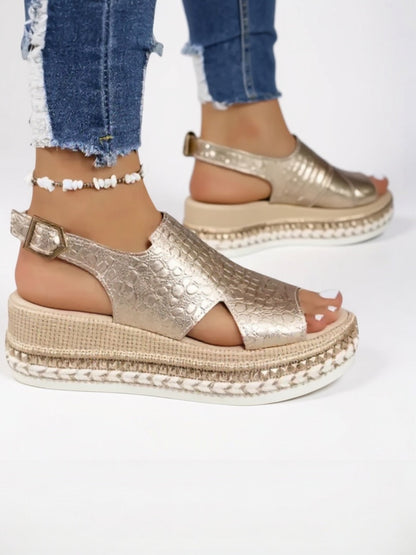 Shiny High Heel Platform Sandals