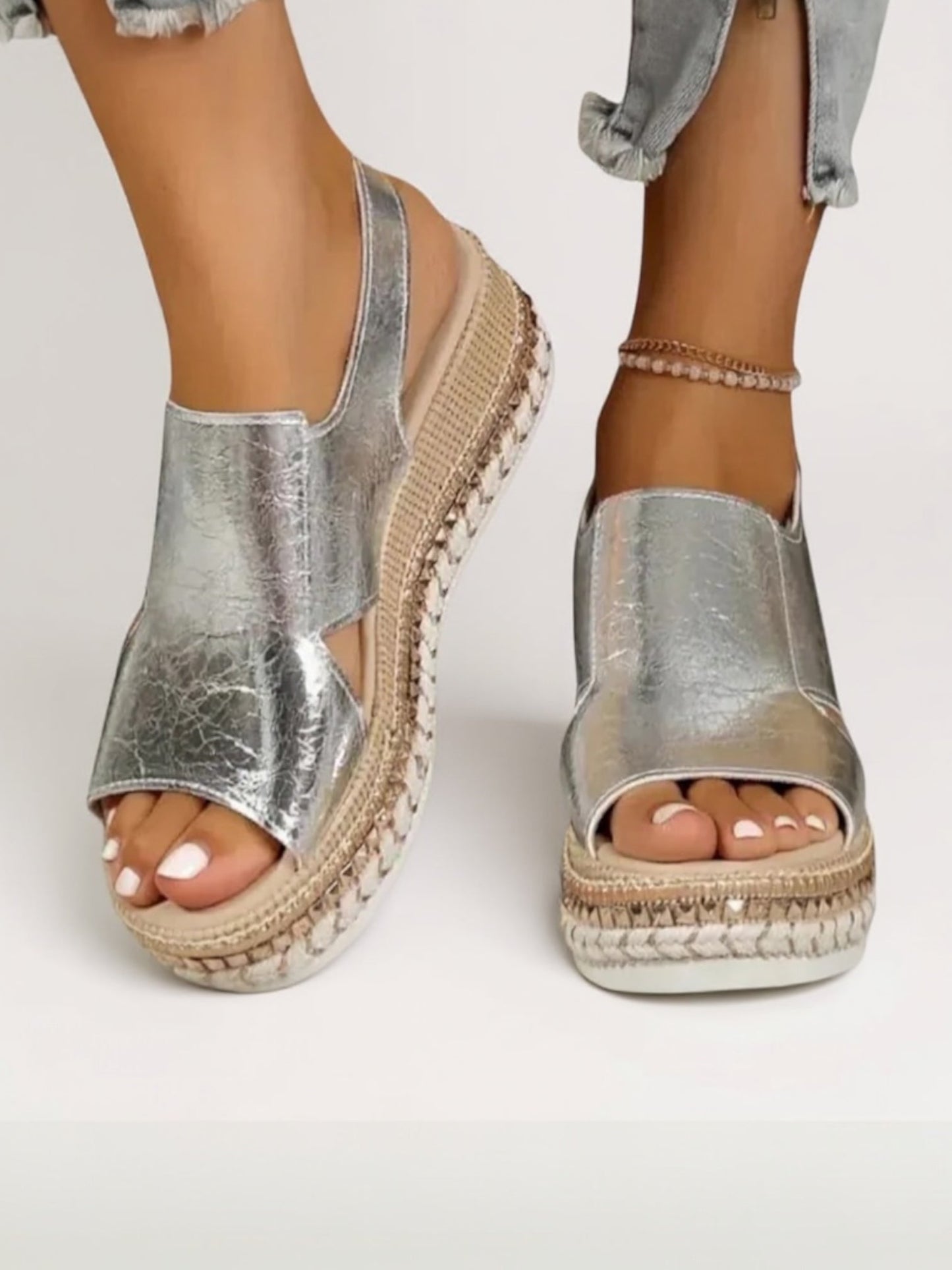 Shiny High Heel Platform Sandals
