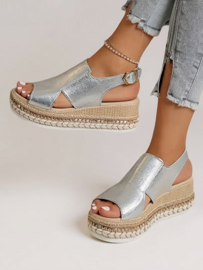 Shiny High Heel Platform Sandals