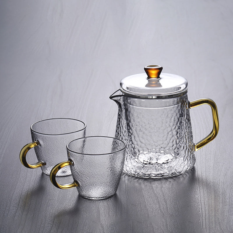 Premium Glass Teapot with Strainer and Gold Handle