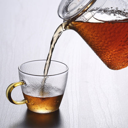 Premium Glass Teapot with Strainer and Gold Handle