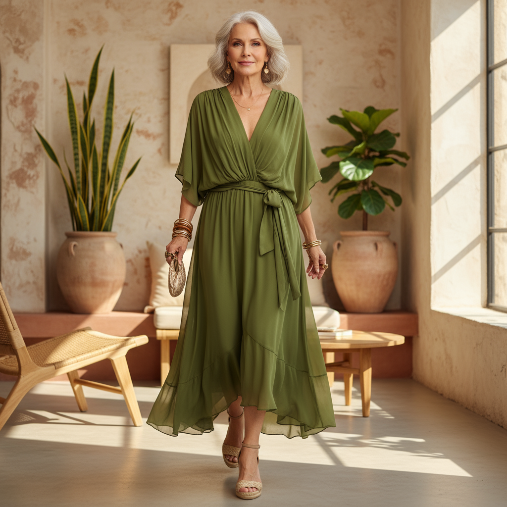 Curvy Chic V-Neck Knee Length Dress - Luxivelle