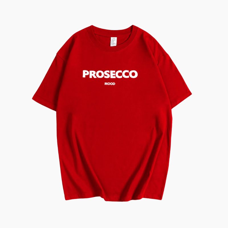 Poppy | Fashionable Prosecco Print Oversized T Shirt