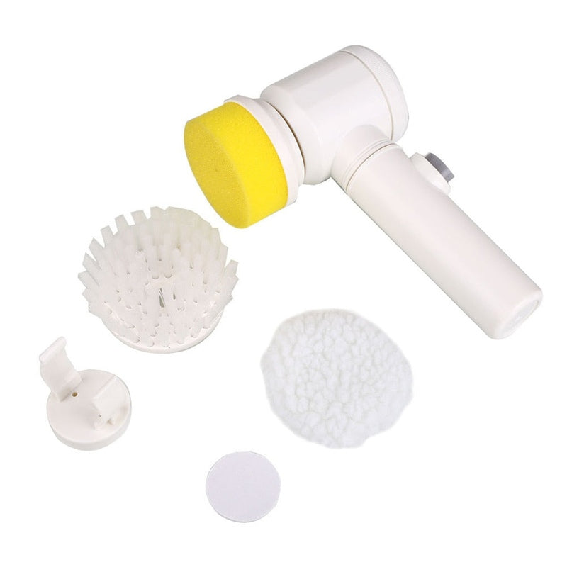 Portable Cordless Scrubber with Interchangeable Brushes