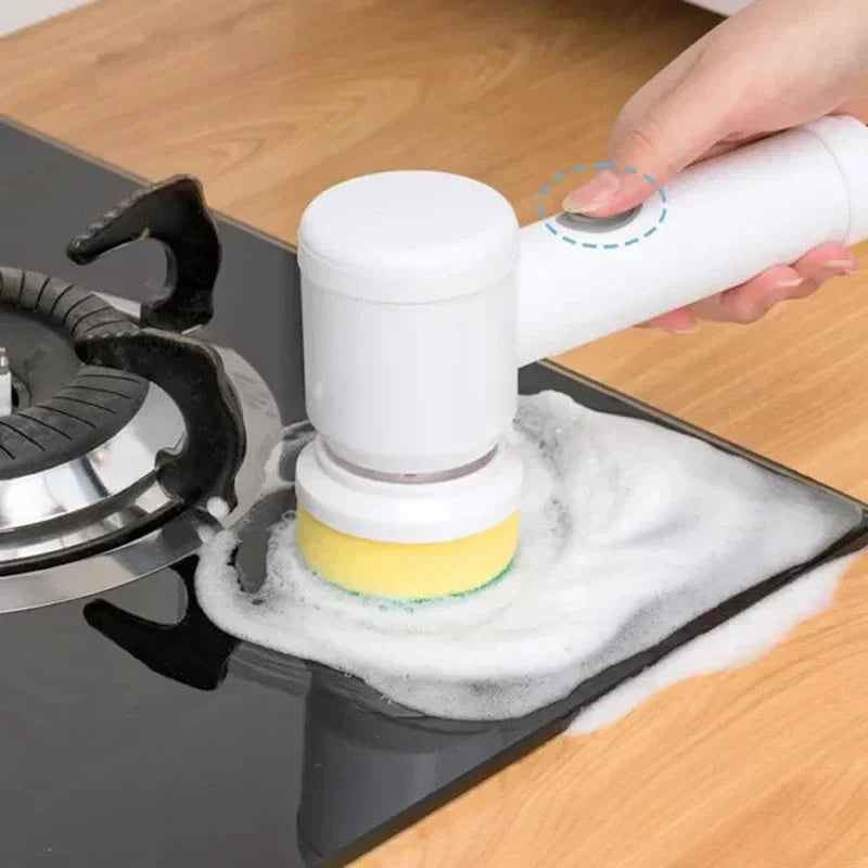 Portable Cordless Scrubber with Interchangeable Brushes