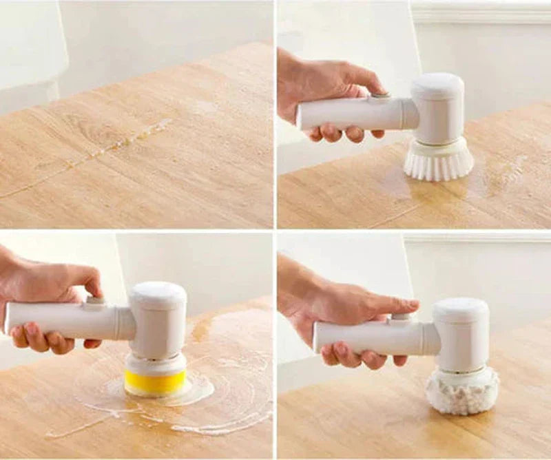 Portable Cordless Scrubber with Interchangeable Brushes