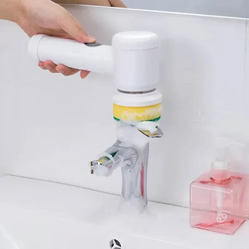 Portable Cordless Scrubber with Interchangeable Brushes