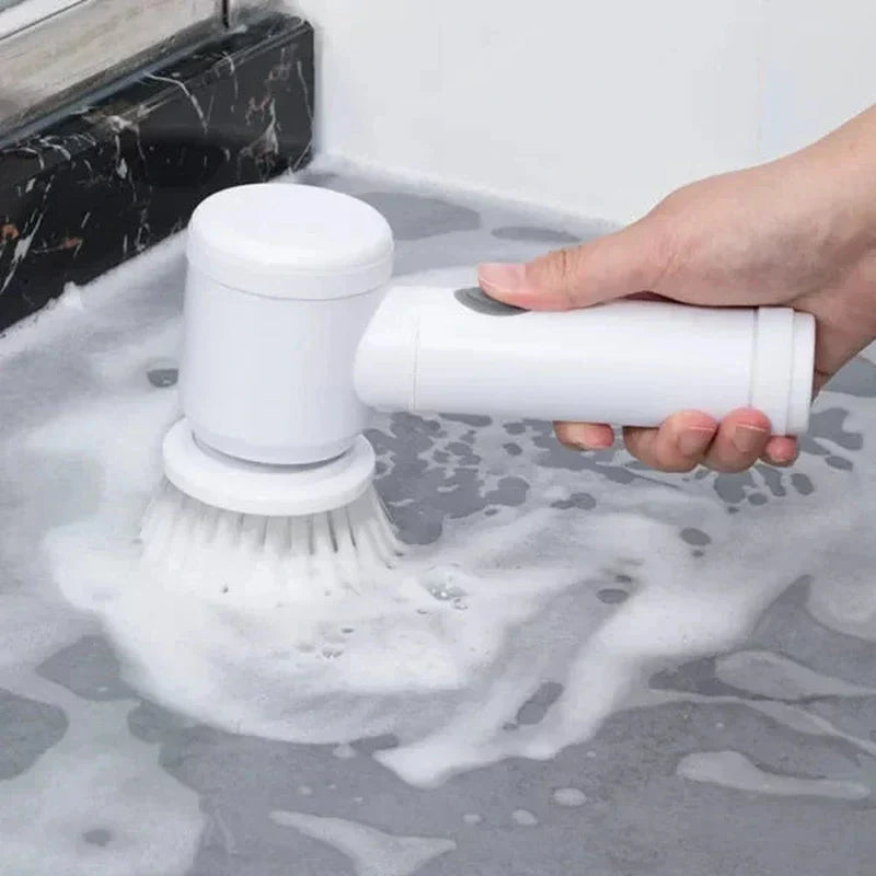 Portable Cordless Scrubber with Interchangeable Brushes