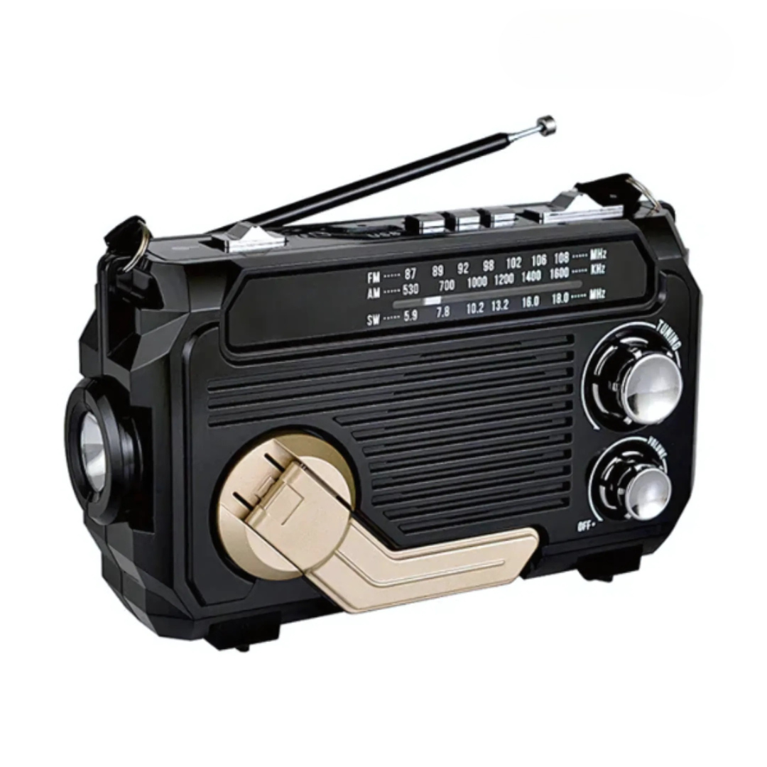 Portable Emergency Radio with Power Bank and Flashlight