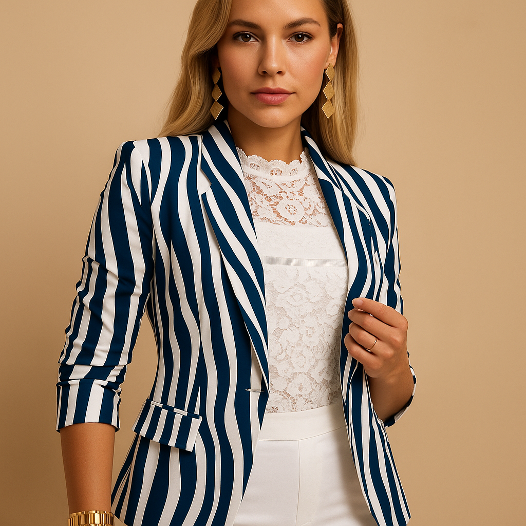 Women’s printed blazer with shawl collar and tailored silhouette, perfect for office wear, dinners, or elegant casual outfits