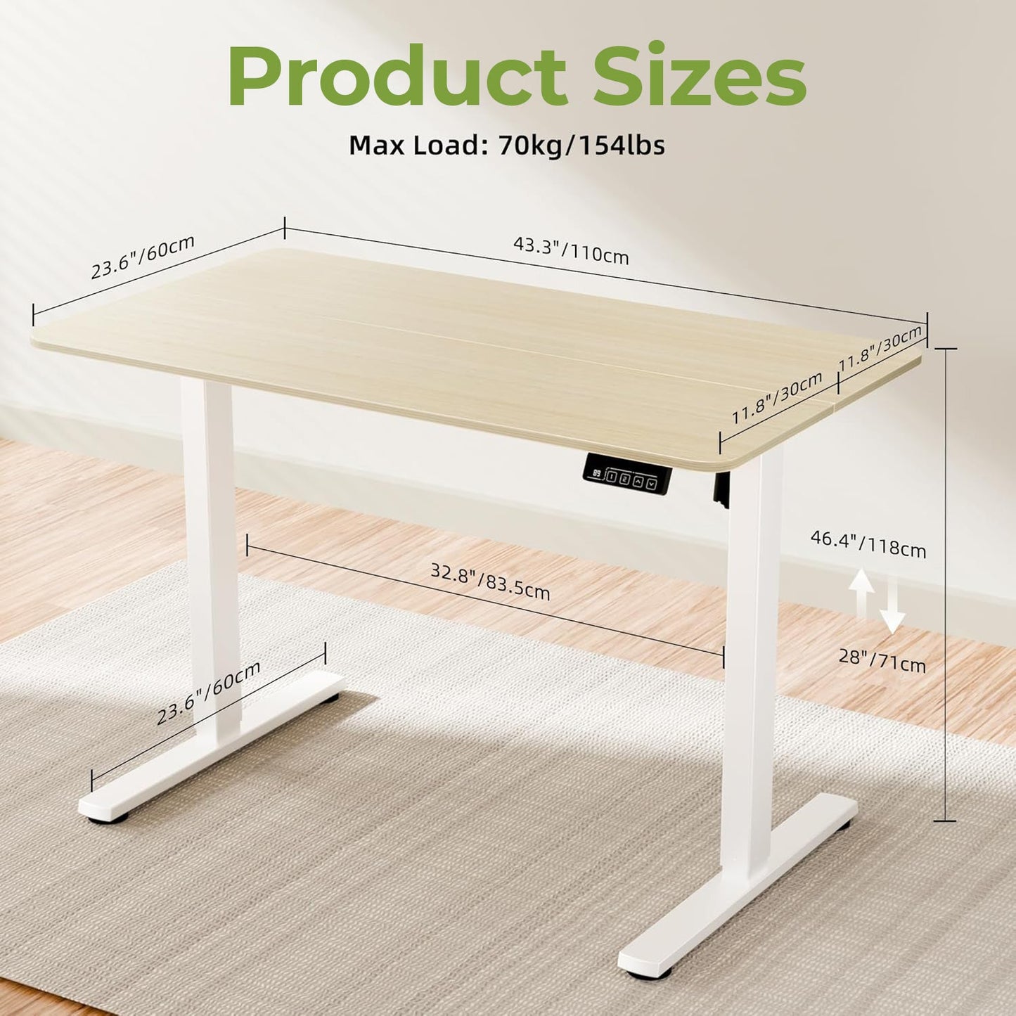 Ergonomic Height Adjustable Home Office Desk