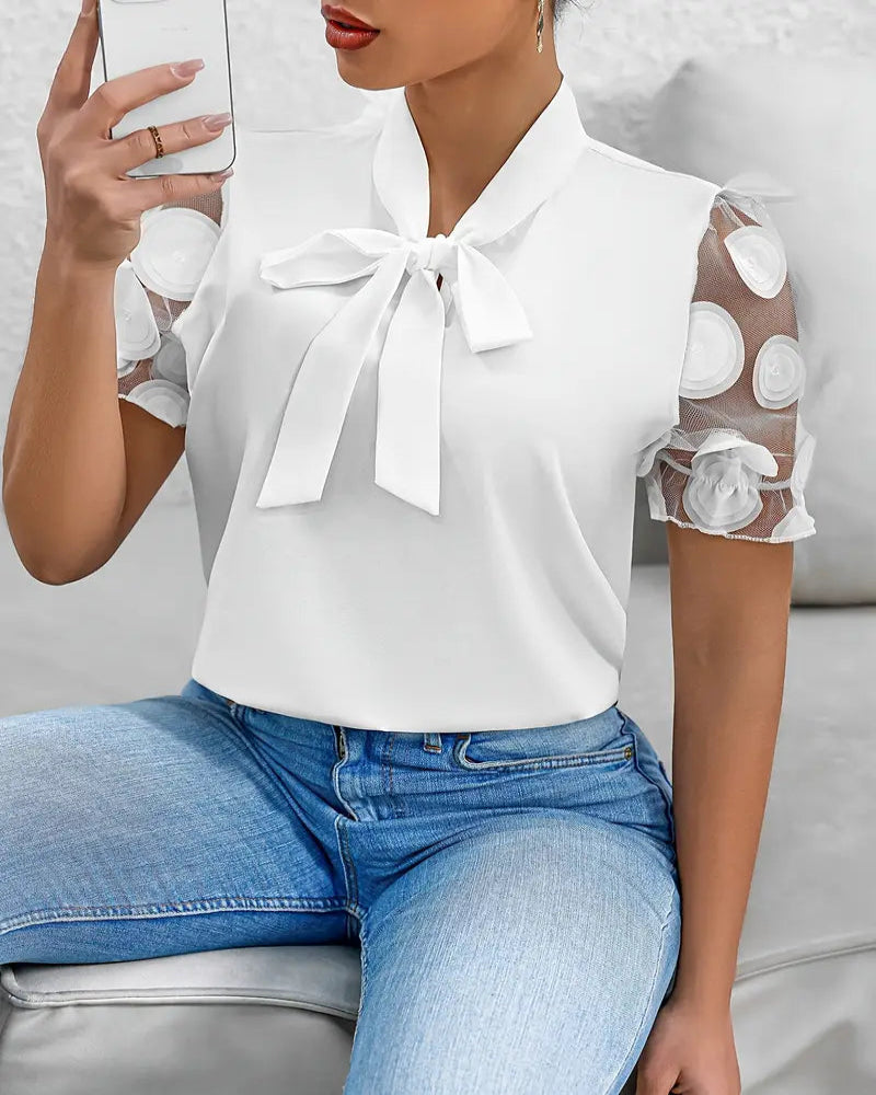 Puff Sleeve Blouse For Women | Semi-Formal | White 1