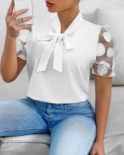 Puff Sleeve Blouse For Women | Semi-Formal | White 1
