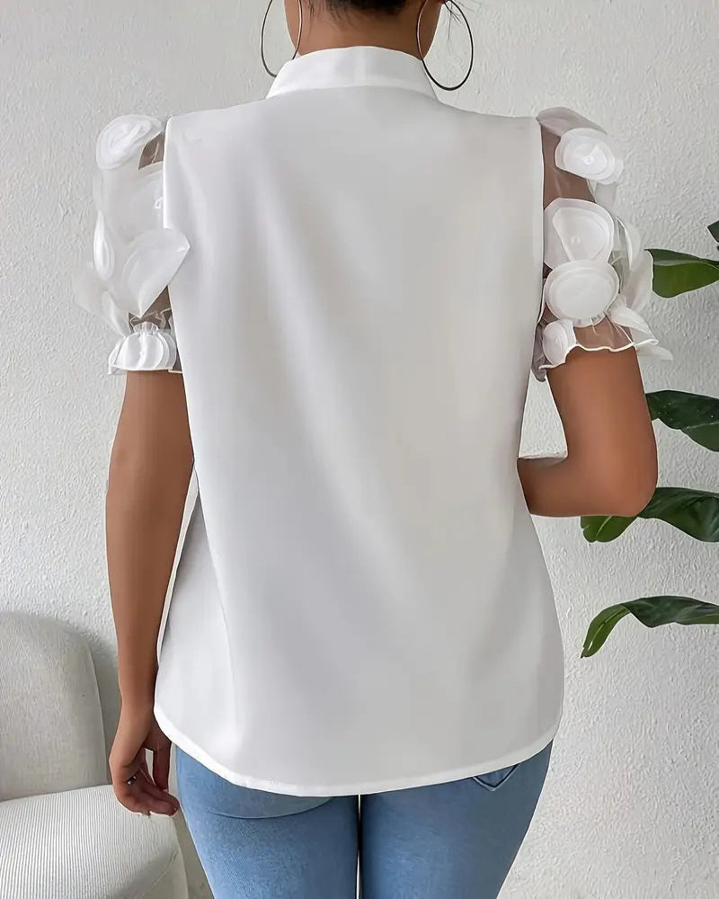 Puff Sleeve Blouse For Women | Semi-Formal | White 2