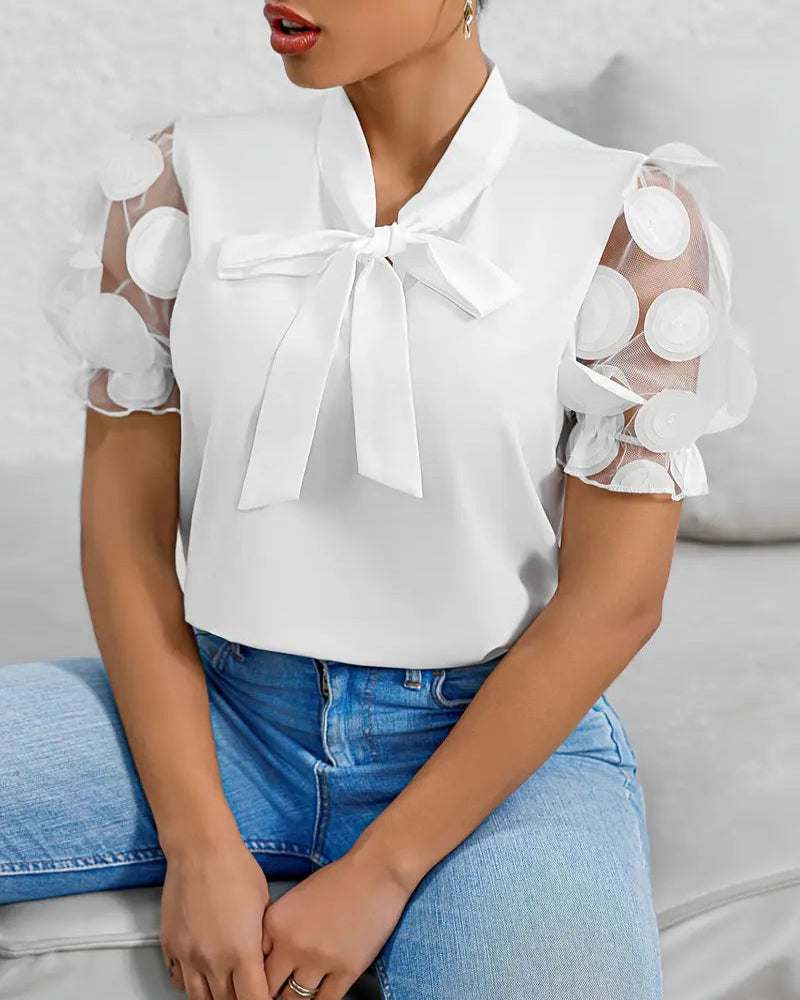 Puff Sleeve Blouse For Women | Semi-Formal | White 3