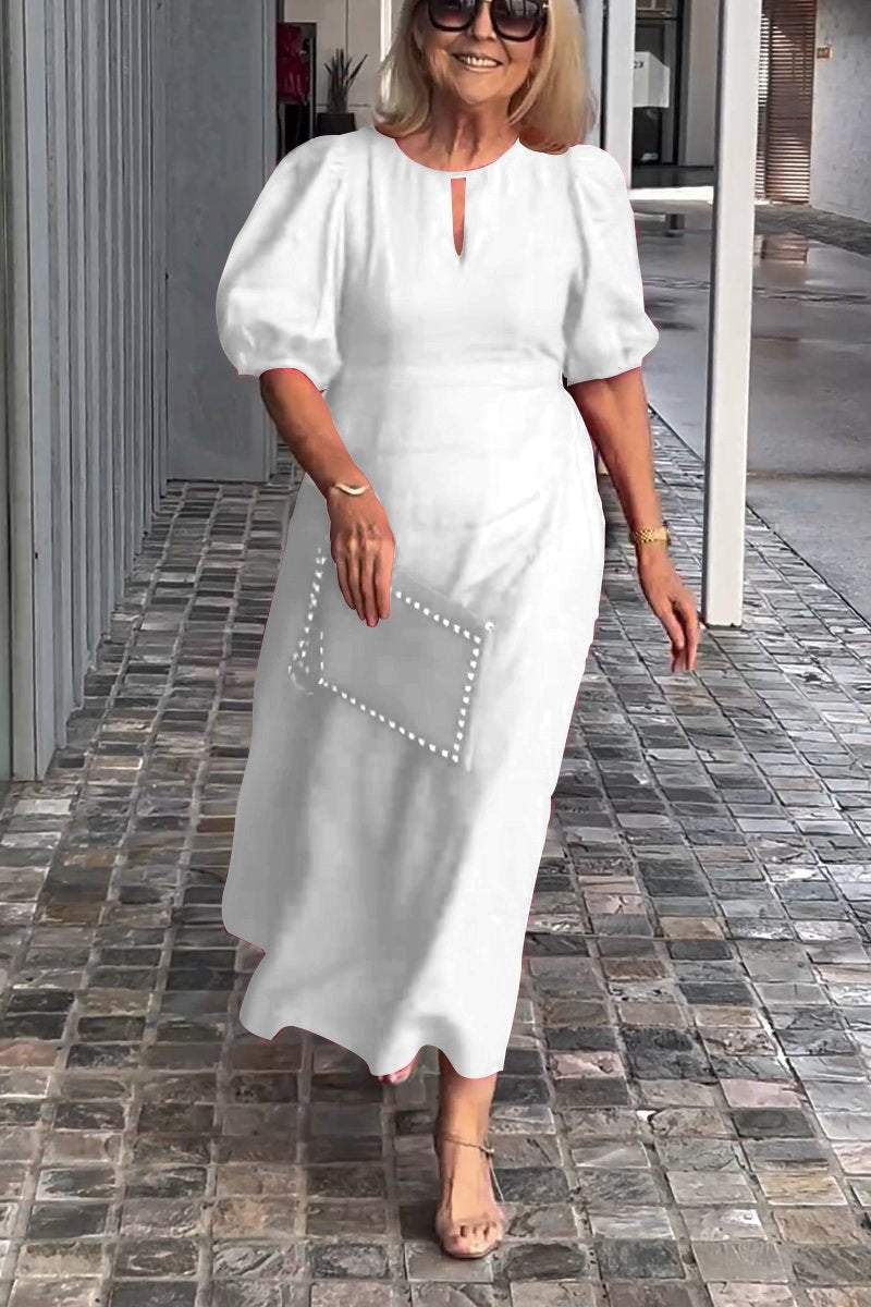Classic White A-Line Midi Dress
