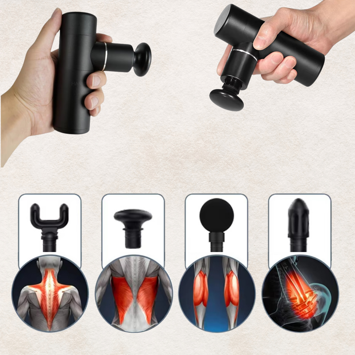 Compact Handheld Muscle Massager with Quiet 4-Speed Setting