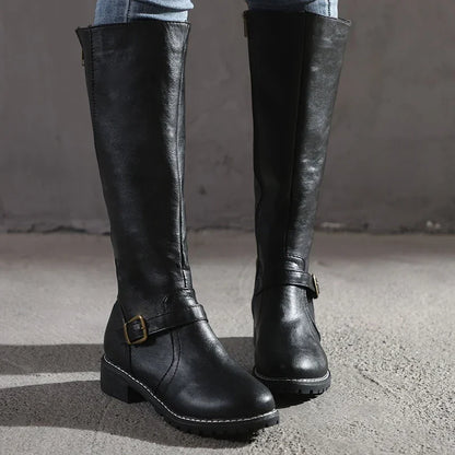 Tall Buckle Boots for Women Classic Style - Luxivelle