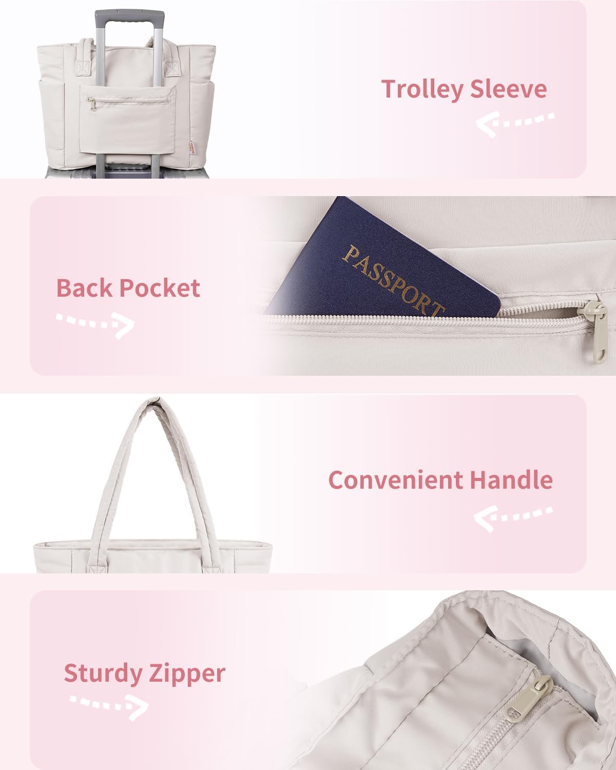 Quilted Tote Bag for Women | Water-Resistant 7