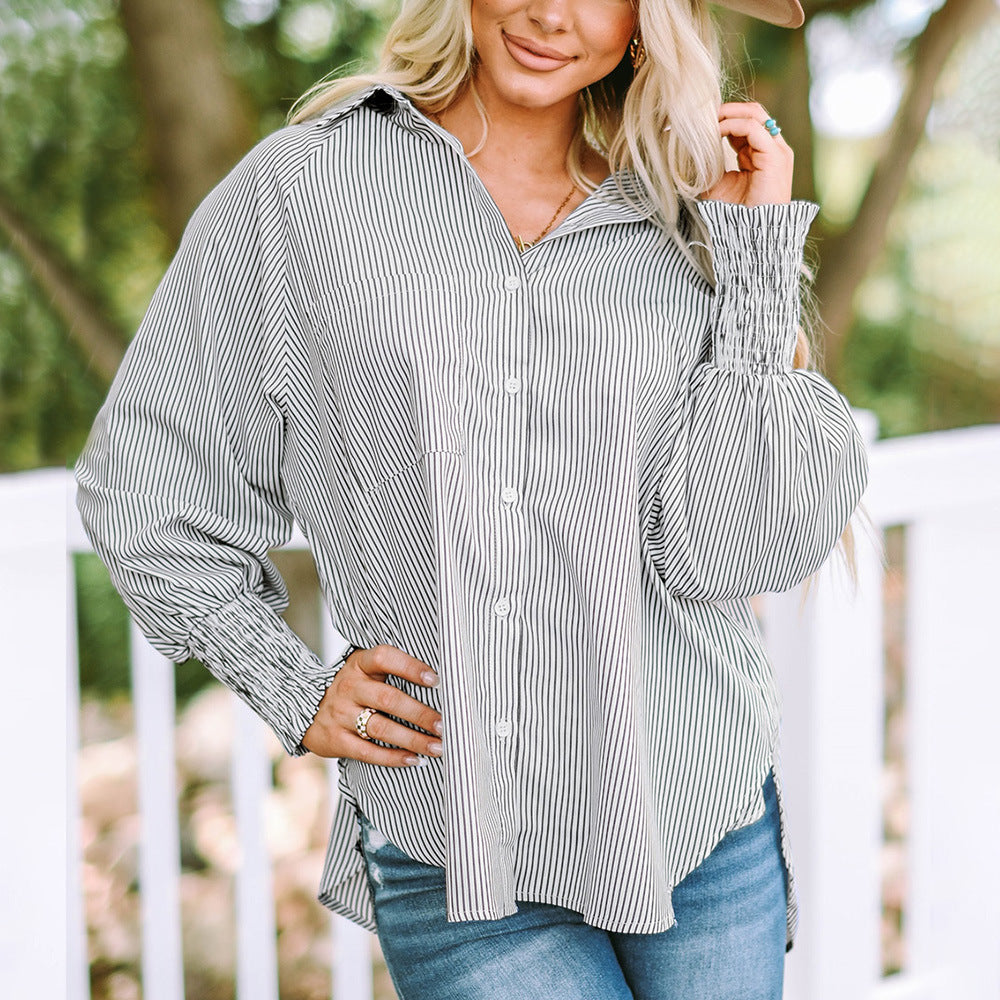 Quinlee | Stripe Relaxed Button-Up Shirt for Women 5