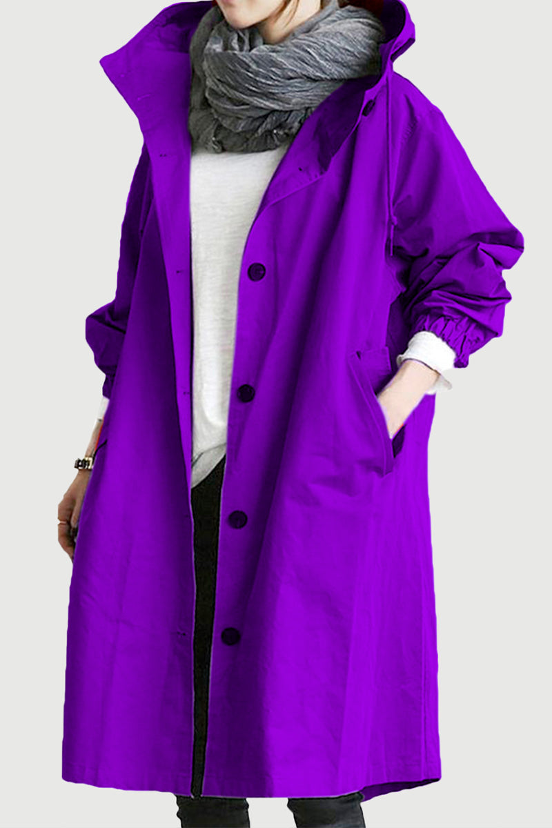 Women's Waterproof Large Hooded Windbreaker Jacket