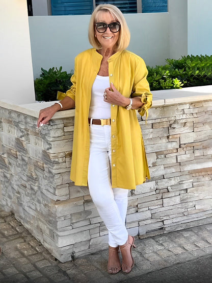 Comfortable Loose Fit Women's Blouse in Bright Yellow