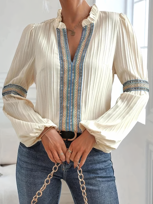 Classic V-Neck Women's Blouse - Luxivelle