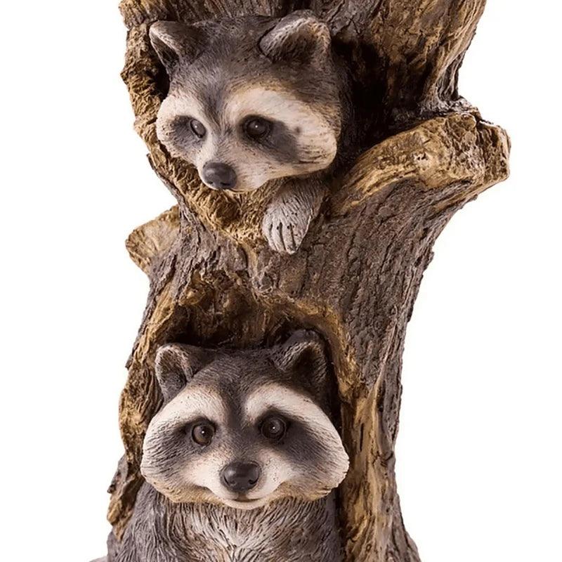 Classic Outdoor Bird Bath - Decorative Raccoon Style