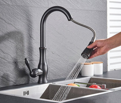 Stylish 360° Rotating Kitchen Faucet with Extendable Spray Nozzle