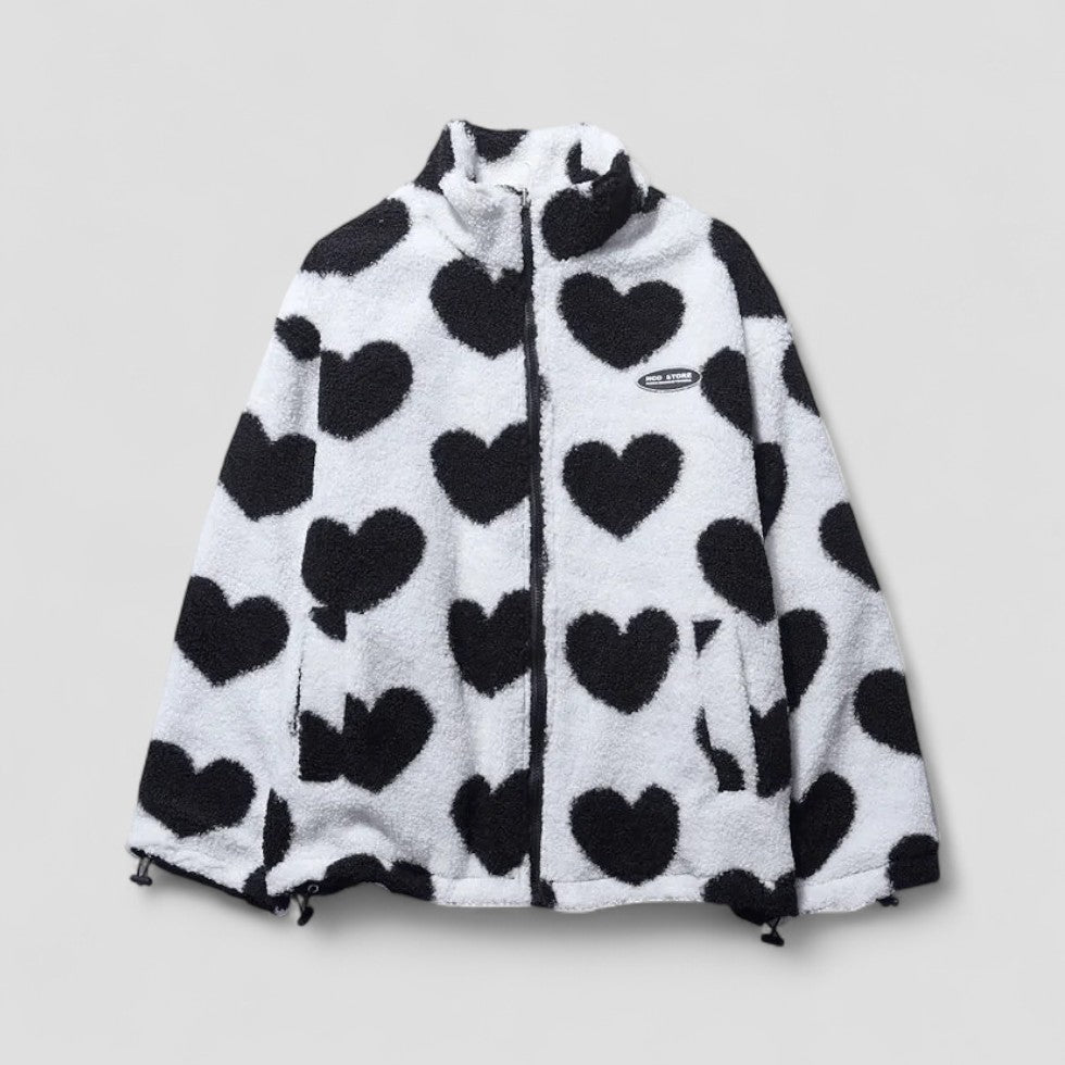 Reversible Puffer Jacket with Heart Print Lining 3