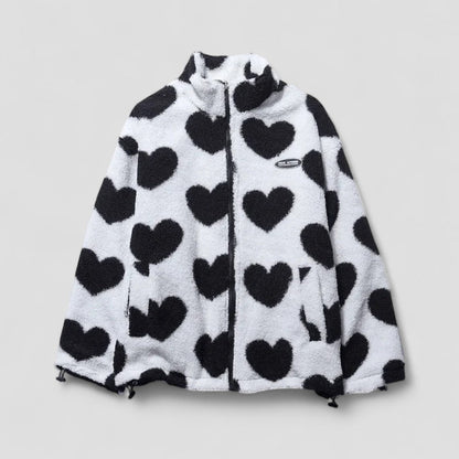 Reversible Puffer Jacket with Heart Print Lining 3